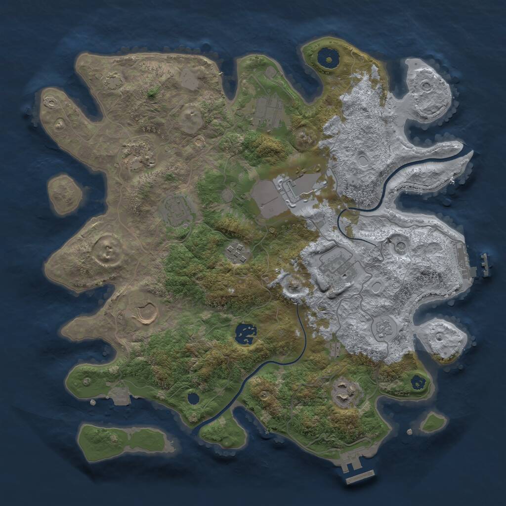 Rust Map: Procedural Map, Size: 3500, Seed: 12423135, 15 Monuments