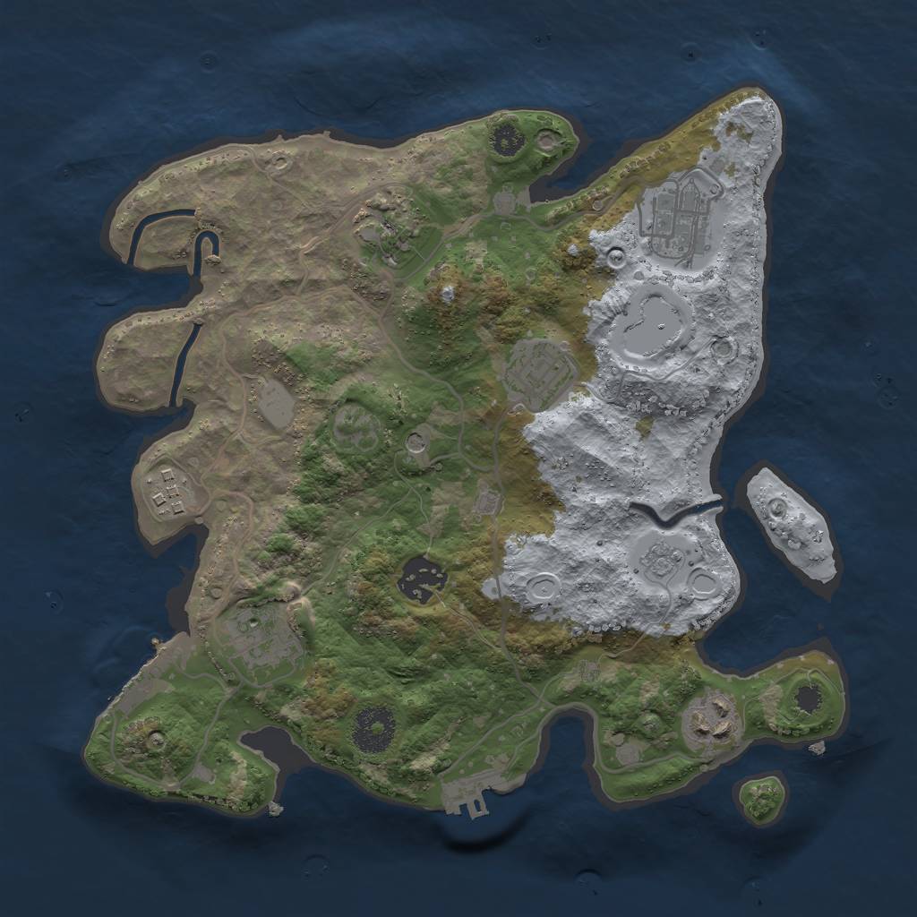 Rust Map: Procedural Map, Size: 3000, Seed: 887, 16 Monuments