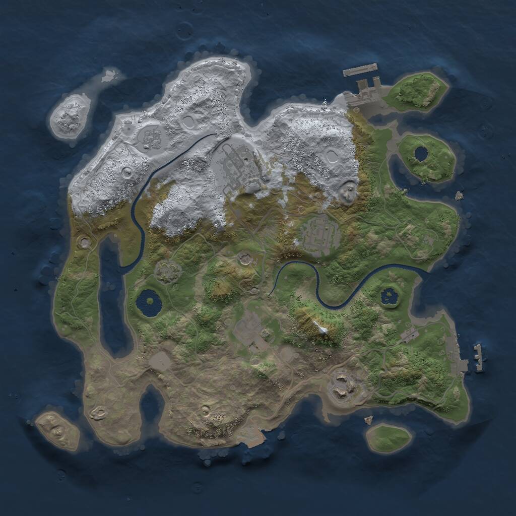 Rust Map: Procedural Map, Size: 3000, Seed: 2445385, 10 Monuments