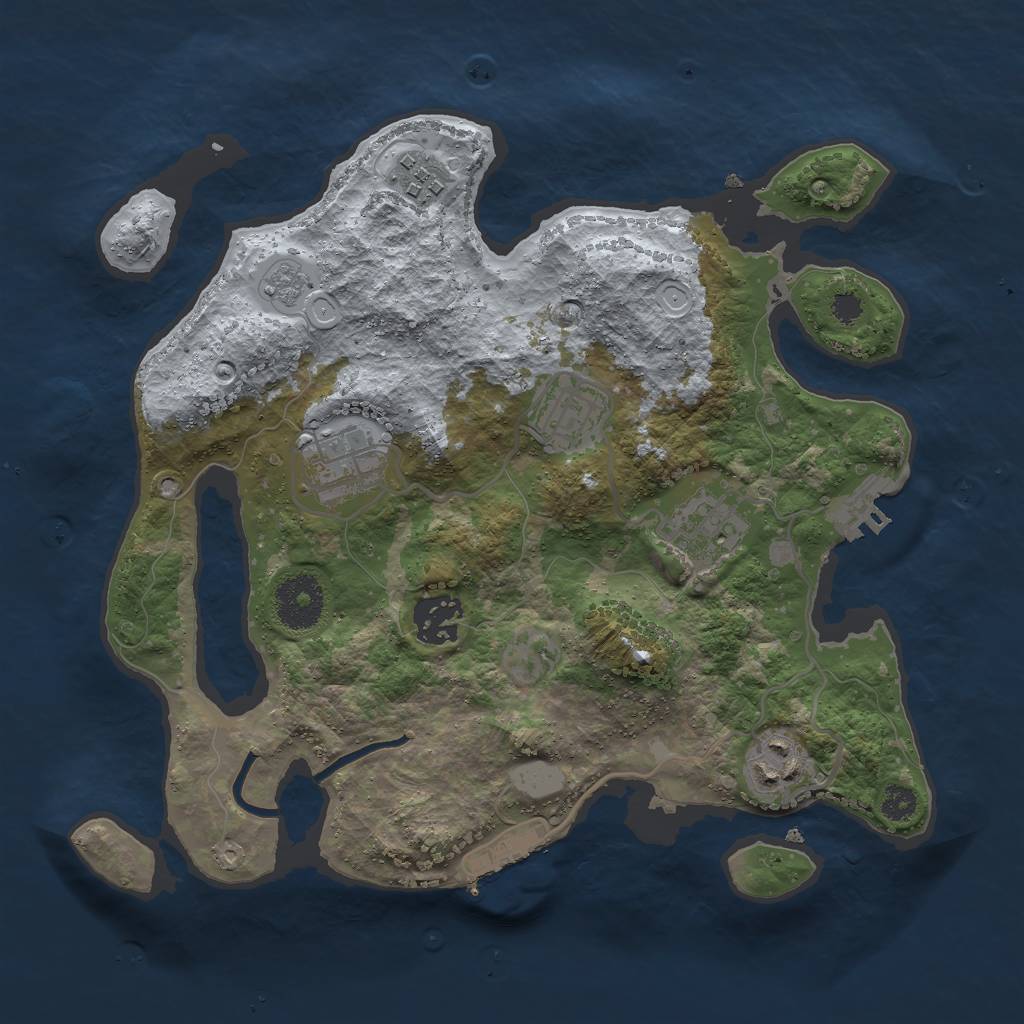 Rust Map: Procedural Map, Size: 3000, Seed: 2445385, 14 Monuments