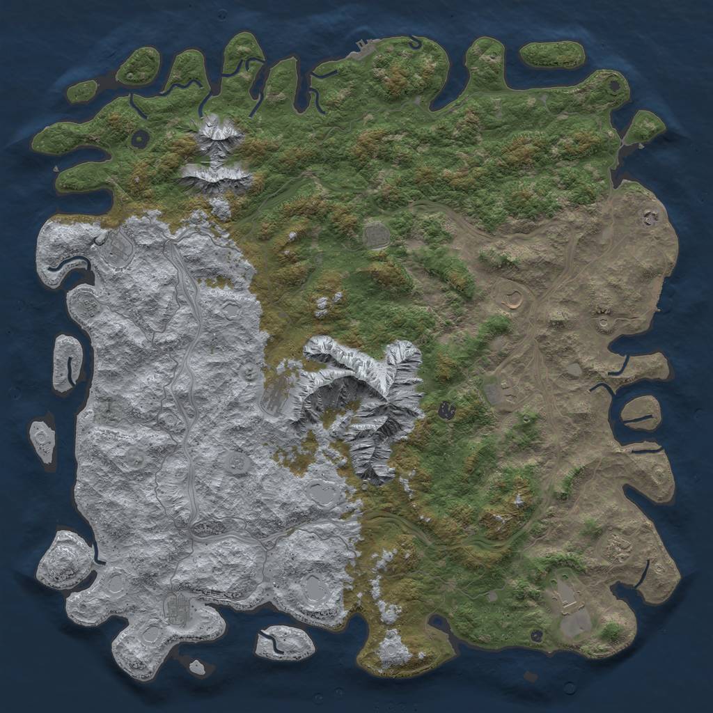 Rust Map: Procedural Map, Size: 6000, Seed: 553742611, 20 Monuments