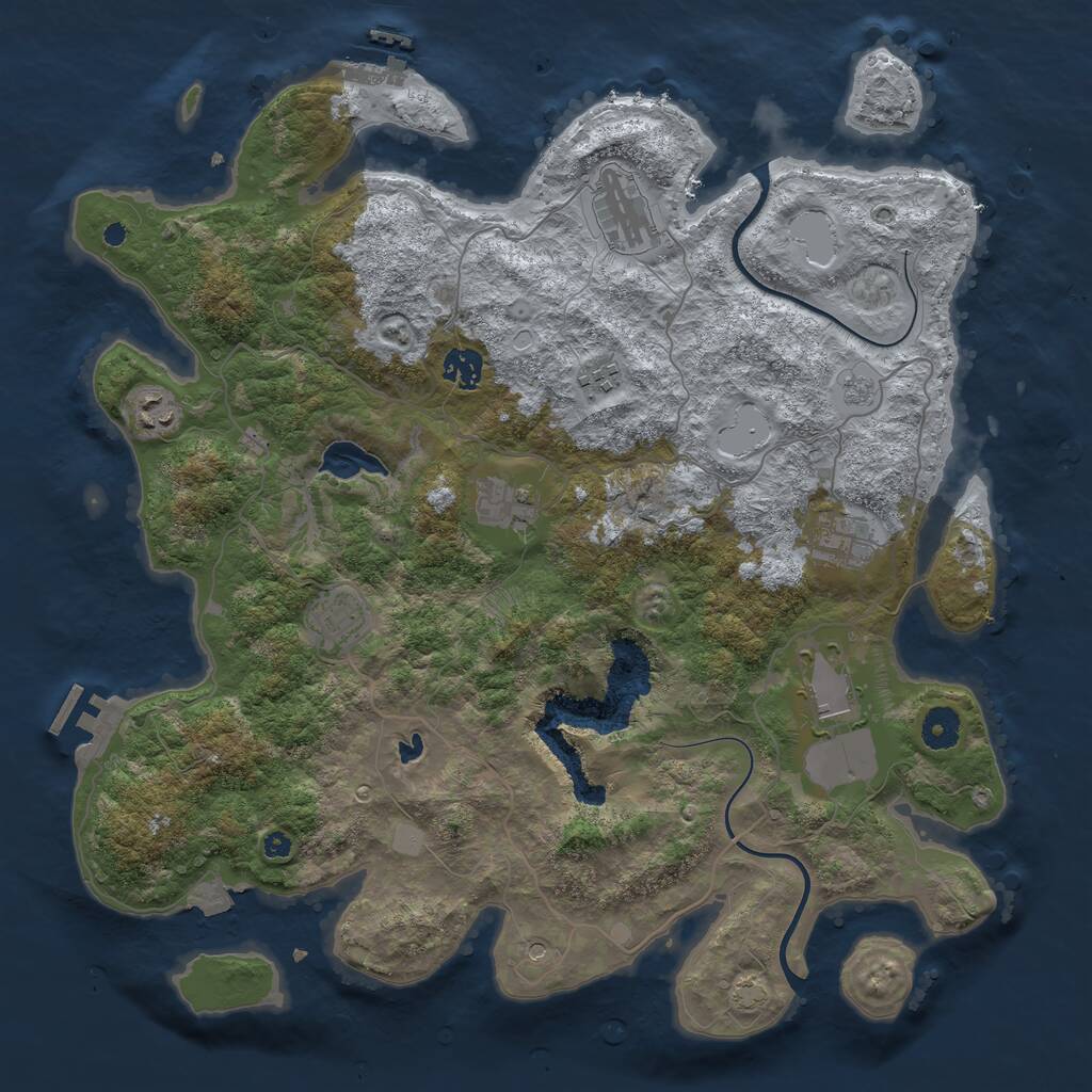 Rust Map: Procedural Map, Size: 4000, Seed: 4316, 14 Monuments