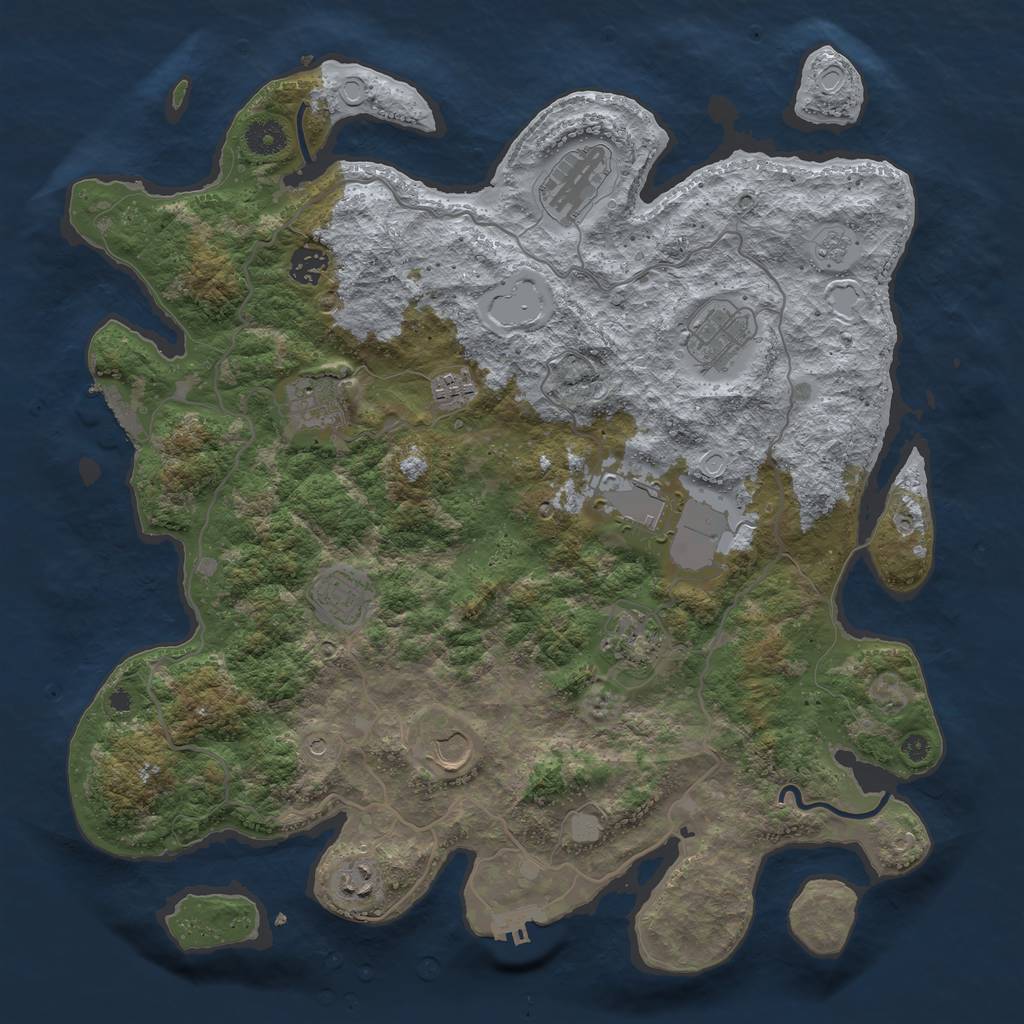 Rust Map: Procedural Map, Size: 4000, Seed: 4316, 19 Monuments