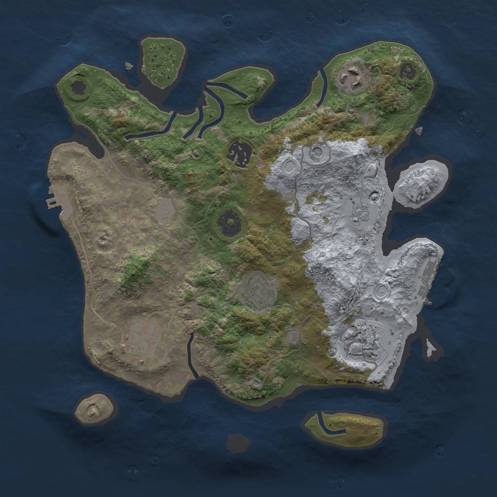 Rust Map: Procedural Map, Size: 3000, Seed: 23558, 14 Monuments