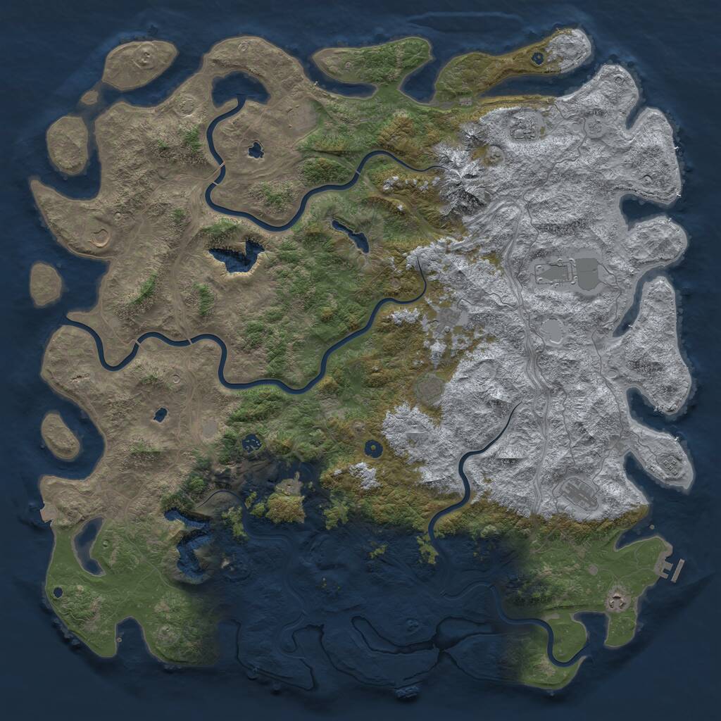 Rust Map: Procedural Map, Size: 6000, Seed: 890504458, 17 Monuments