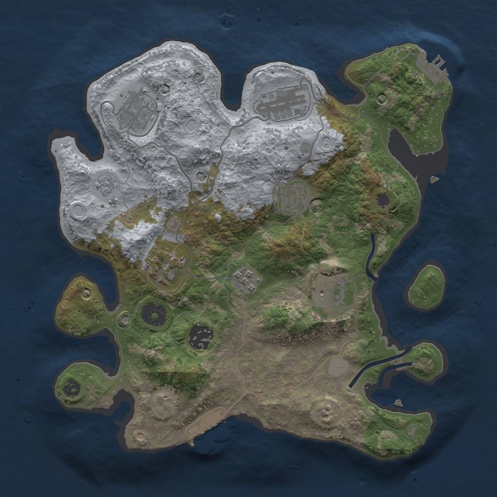 Rust Map: Procedural Map, Size: 3000, Seed: 541199545, 16 Monuments