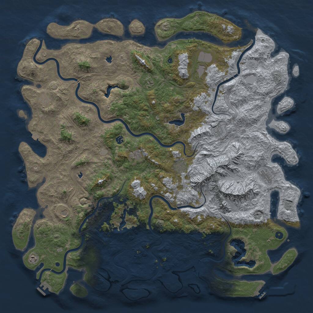 Rust Map: Procedural Map, Size: 6000, Seed: 346532, 17 Monuments