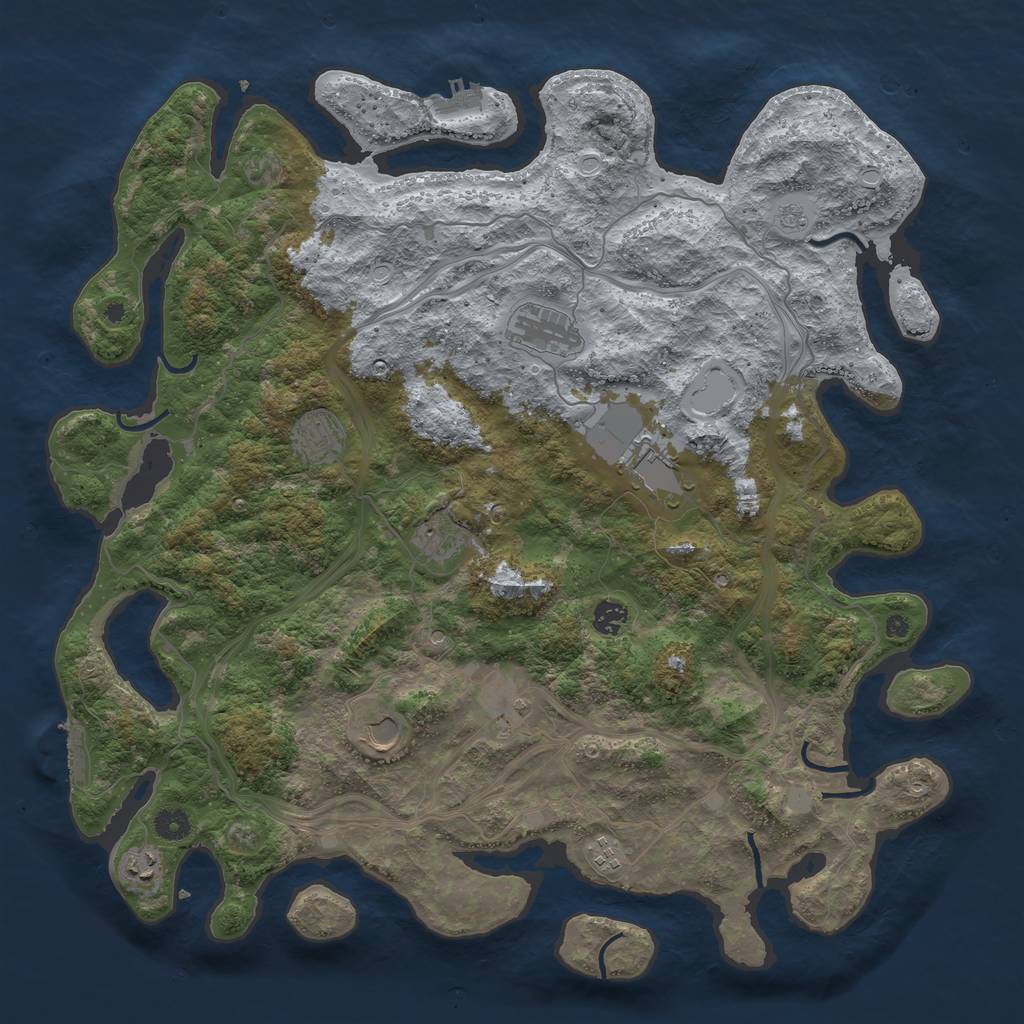 Rust Map: Procedural Map, Size: 4500, Seed: 350477145, 18 Monuments