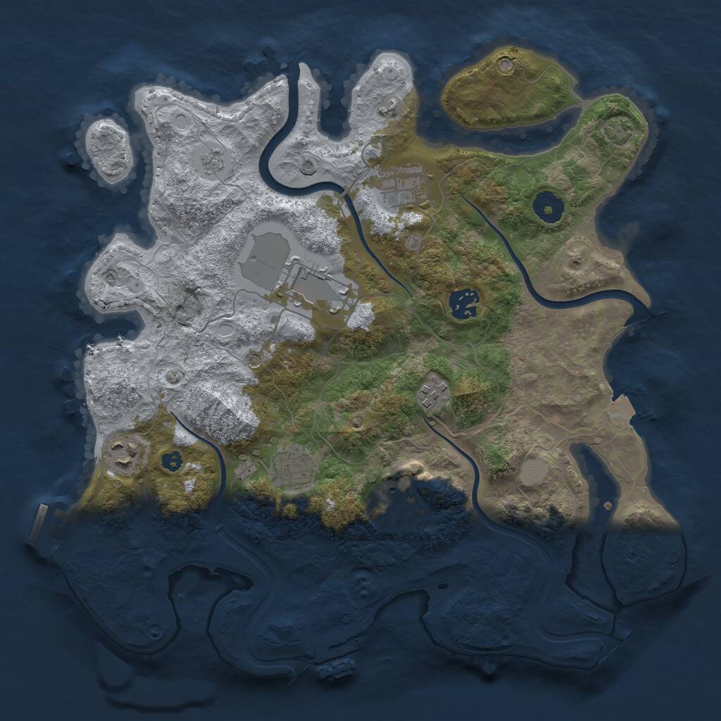 Rust Map: Procedural Map, Size: 3500, Seed: 1099764665, 13 Monuments