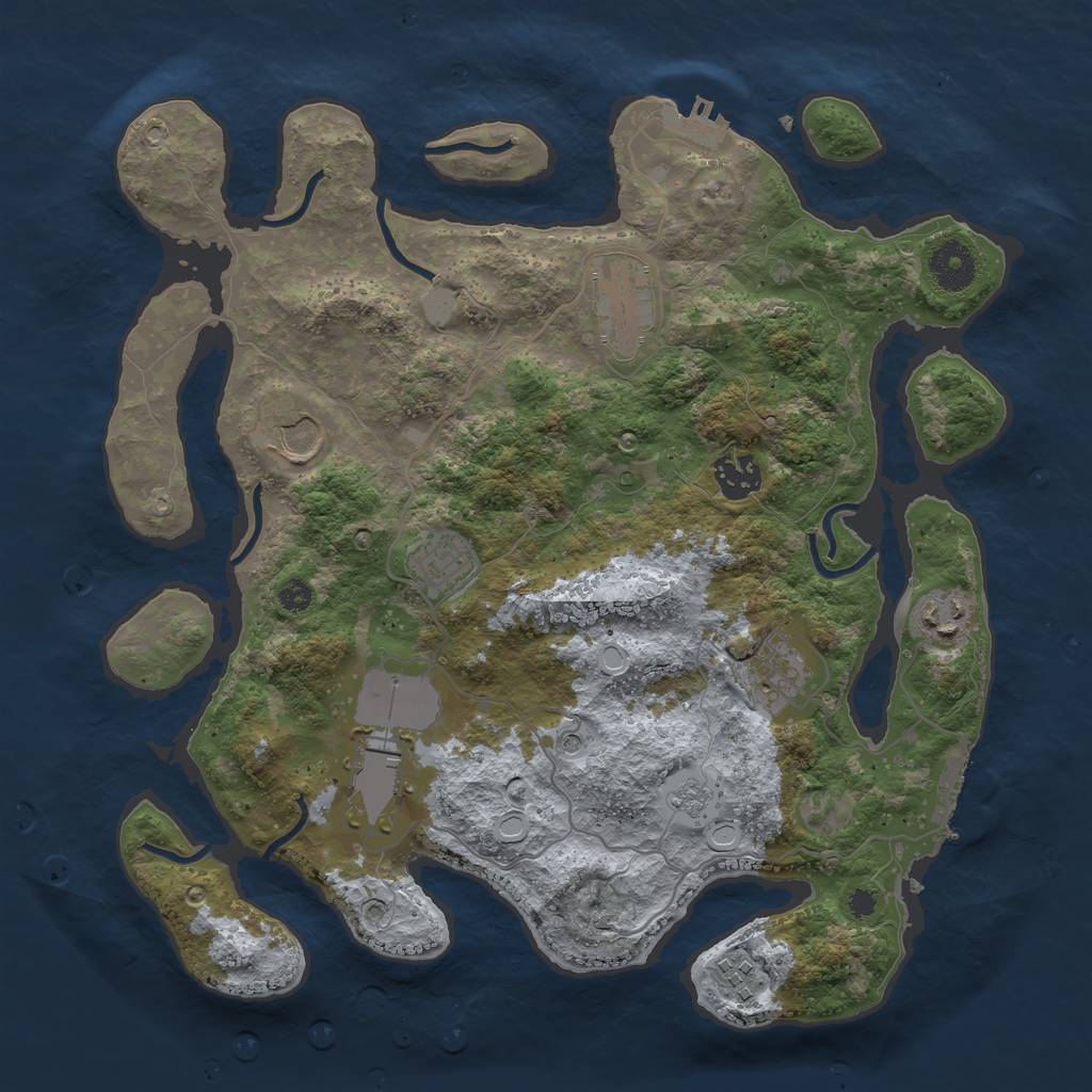 Rust Map: Procedural Map, Size: 3500, Seed: 44299, 17 Monuments