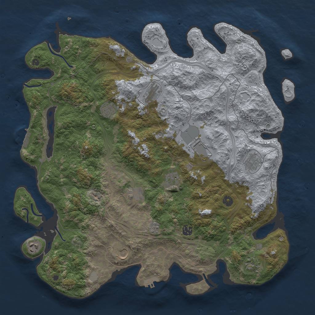 Rust Map: Procedural Map, Size: 4500, Seed: 2055330121, 20 Monuments