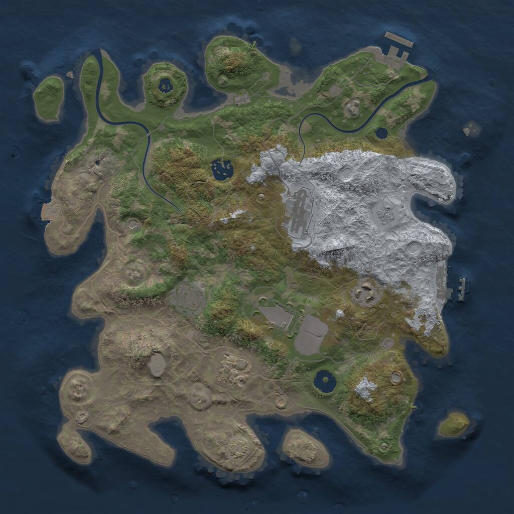 Rust Map: Procedural Map, Size: 3500, Seed: 589040290, 12 Monuments