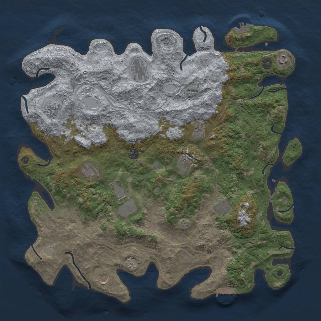 Rust Map: Procedural Map, Size: 4500, Seed: 68374, 20 Monuments