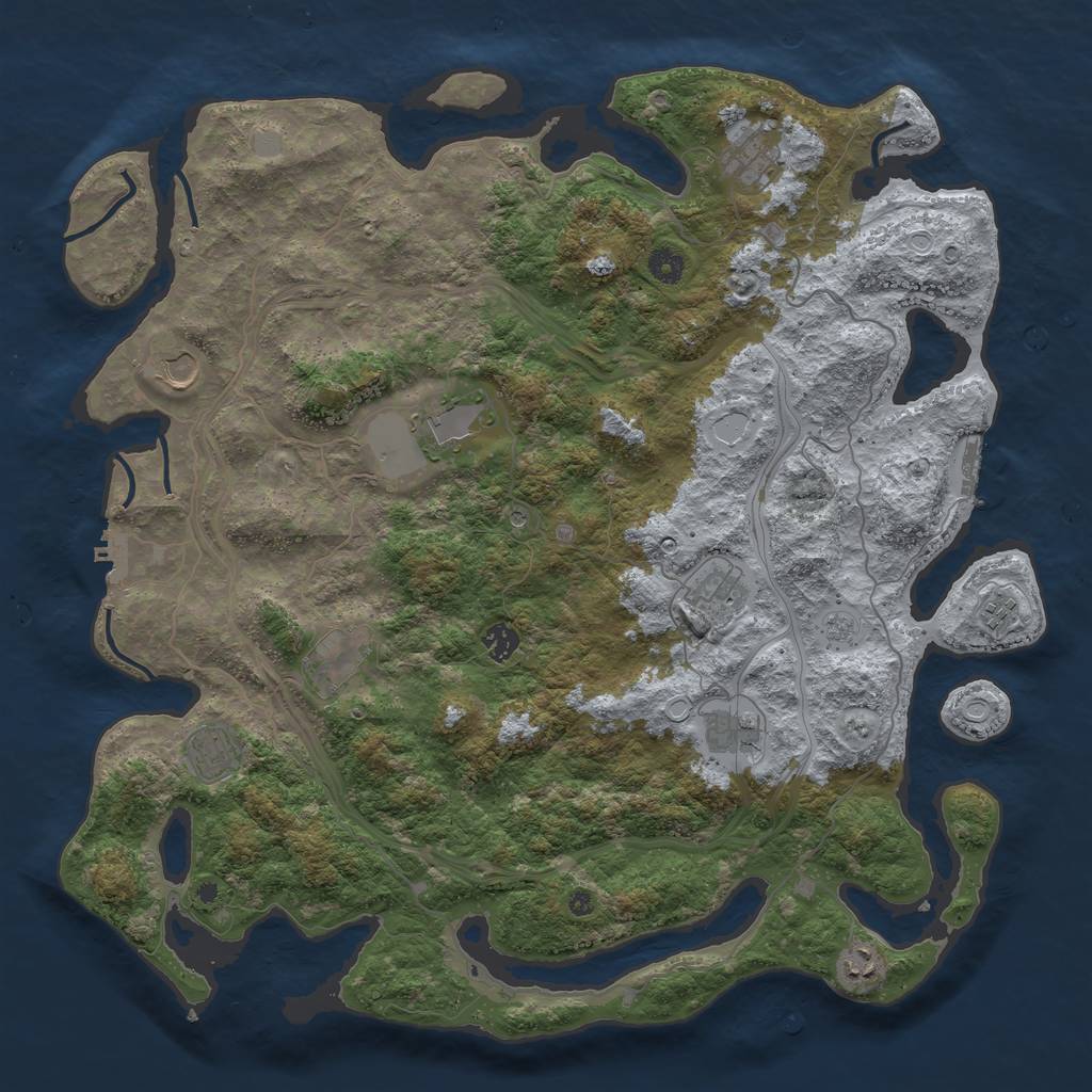 Rust Map: Procedural Map, Size: 4500, Seed: 973162845, 19 Monuments