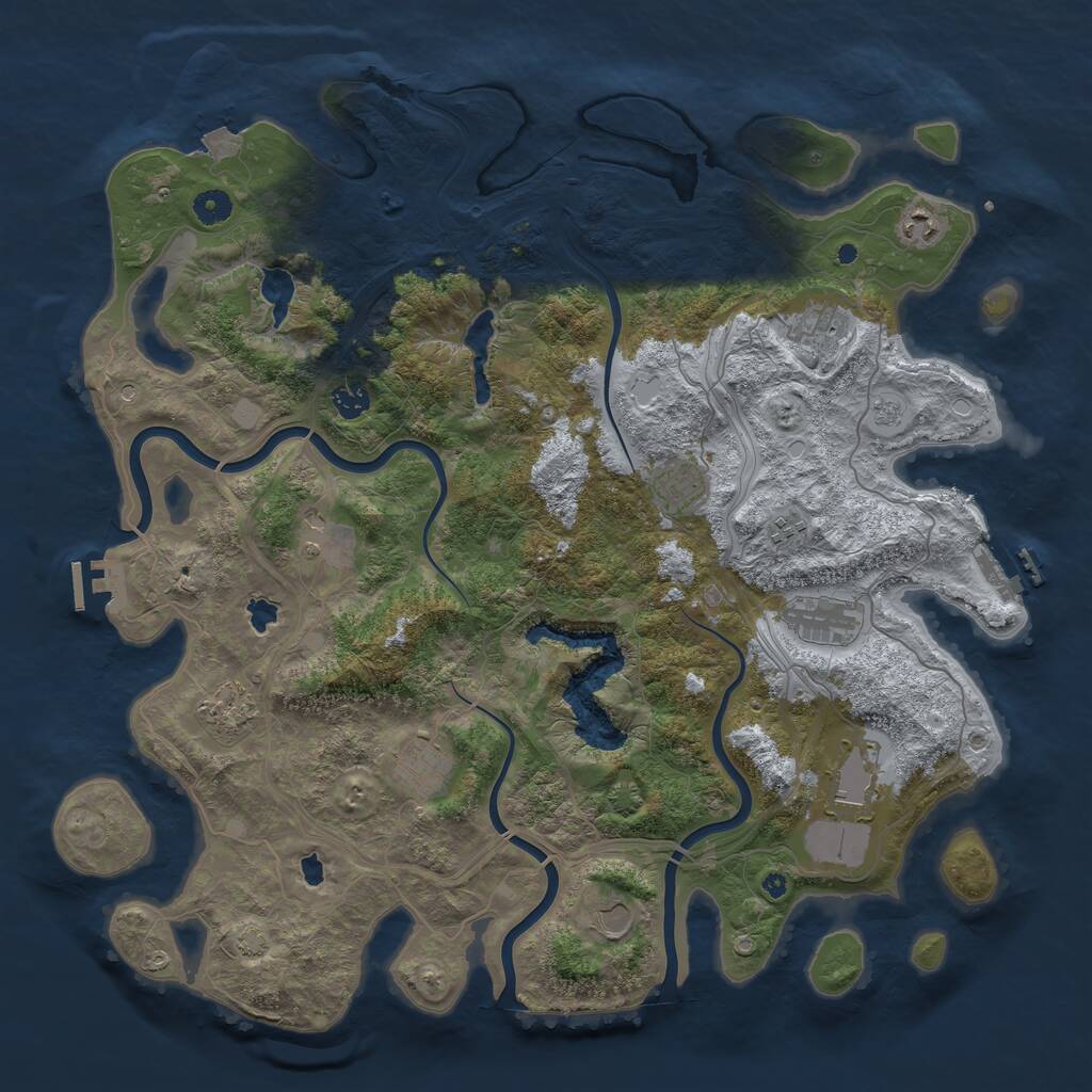 Rust Map: Procedural Map, Size: 4500, Seed: 209533448, 17 Monuments