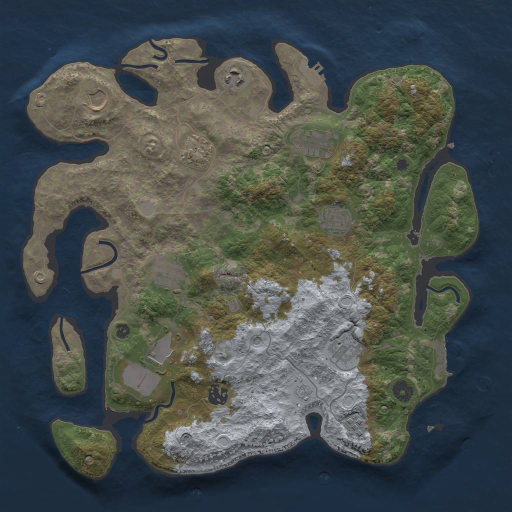 Rust Map: Procedural Map, Size: 3700, Seed: 2132039376, 19 Monuments