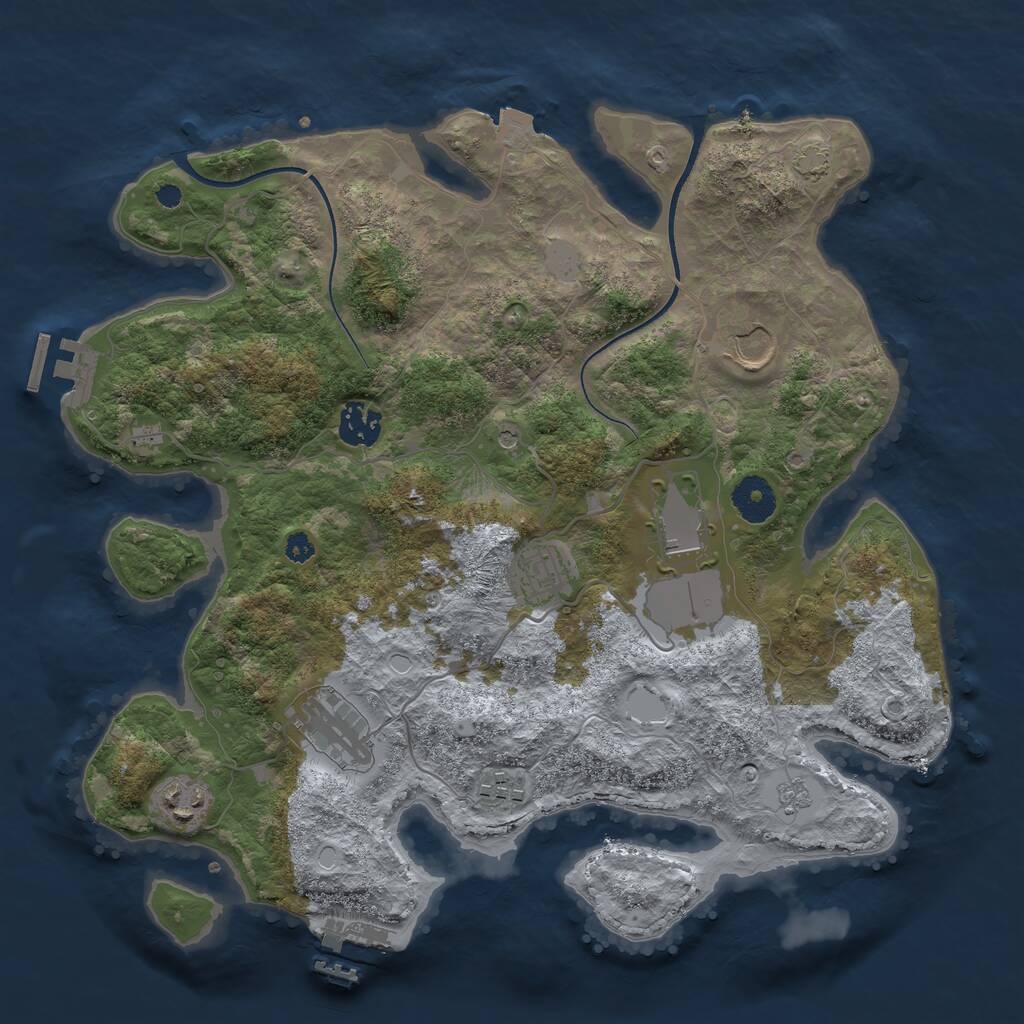Rust Map: Procedural Map, Size: 3500, Seed: 84815144, 13 Monuments