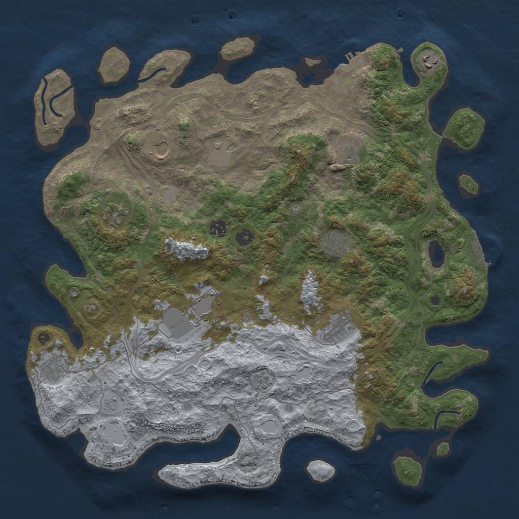 Rust Map: Procedural Map, Size: 4500, Seed: 2095306195, 20 Monuments
