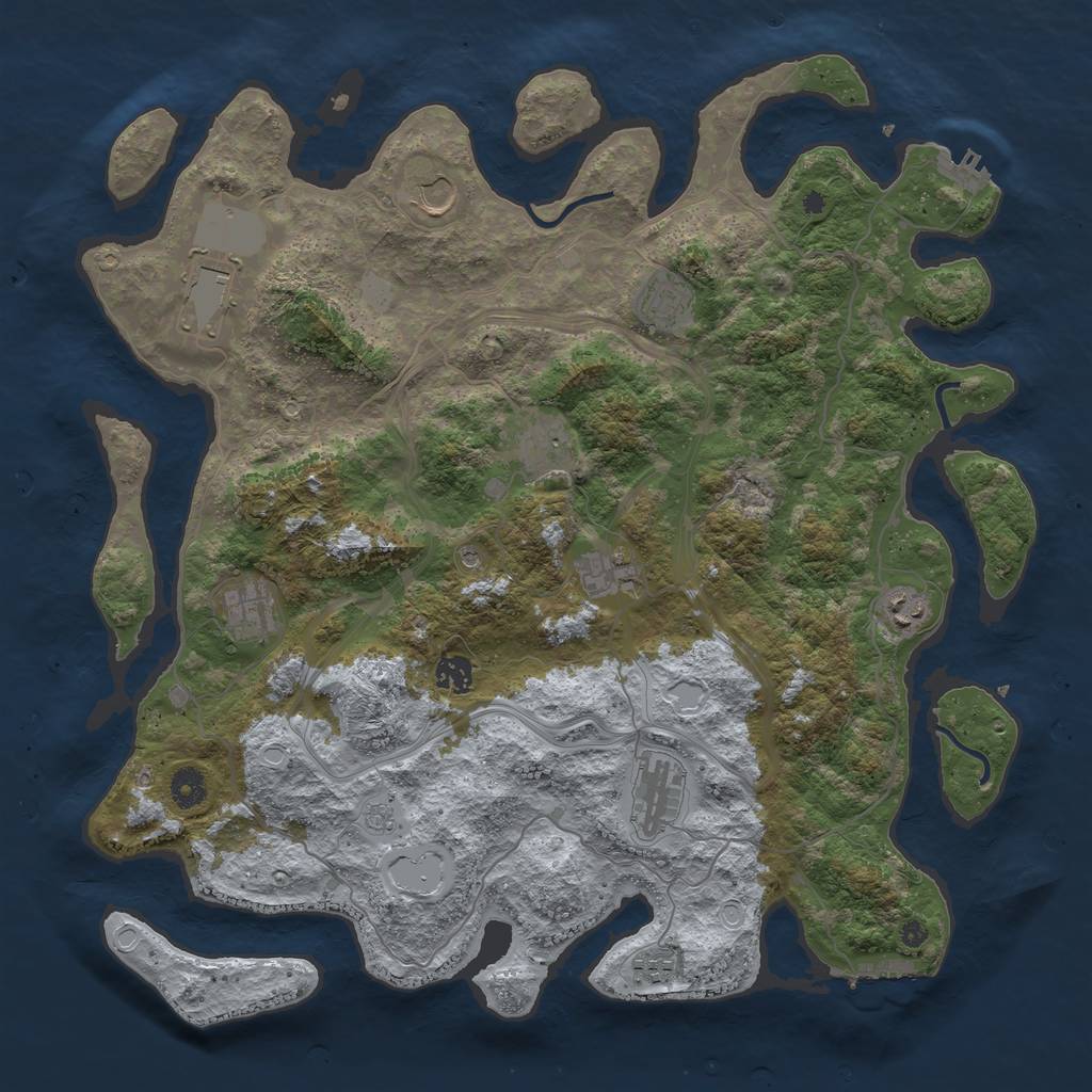 Rust Map: Procedural Map, Size: 4250, Seed: 1842161304, 19 Monuments