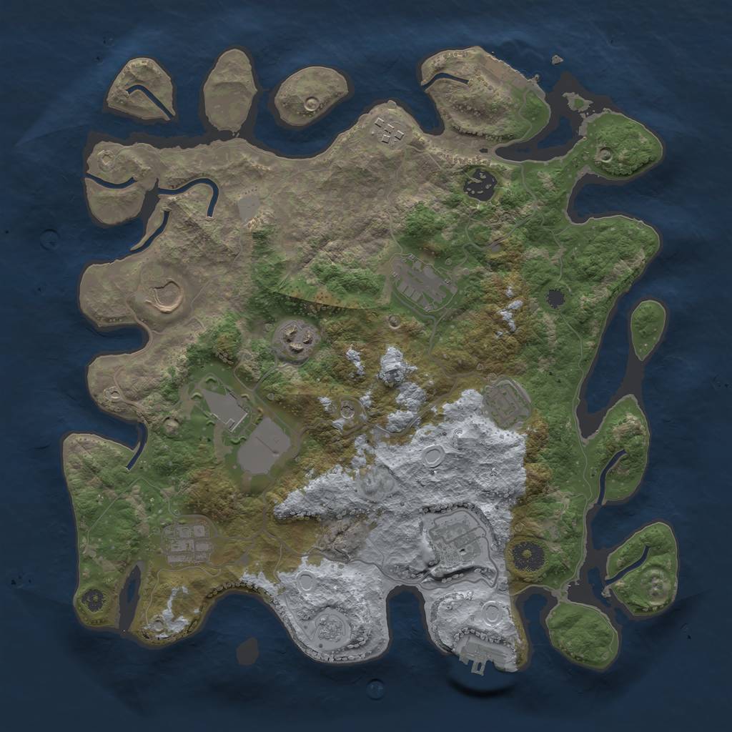 Rust Map: Procedural Map, Size: 3500, Seed: 1228325879, 18 Monuments