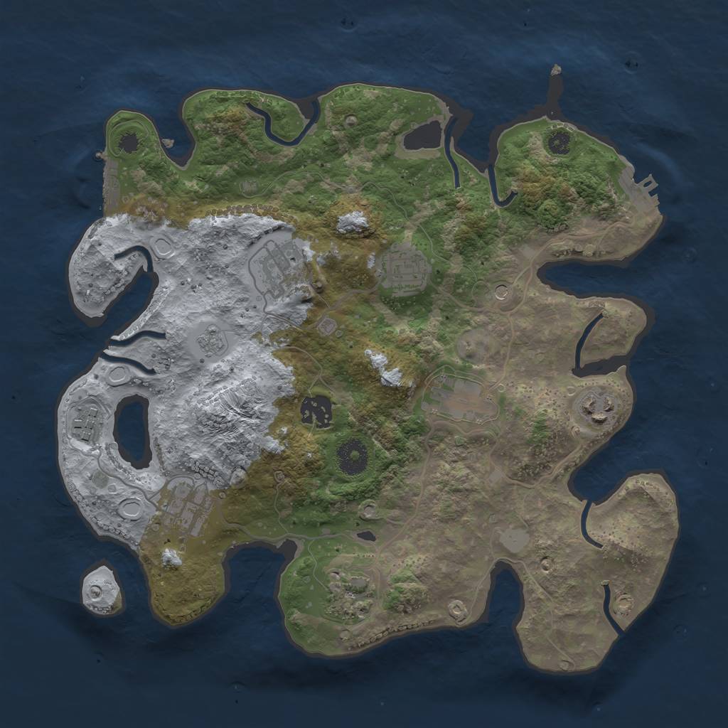Rust Map: Procedural Map, Size: 3250, Seed: 2023591, 17 Monuments
