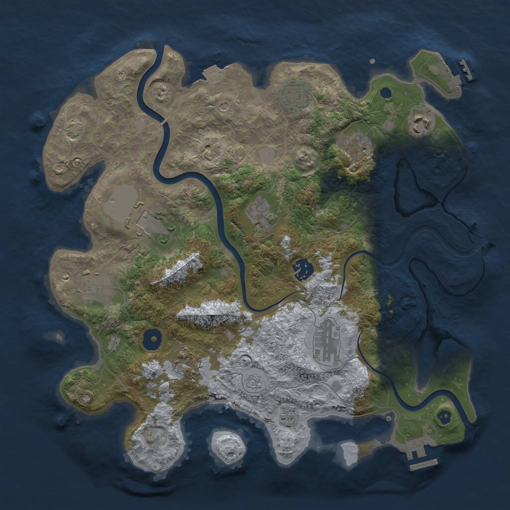 Rust Map: Procedural Map, Size: 3650, Seed: 89791519, 16 Monuments