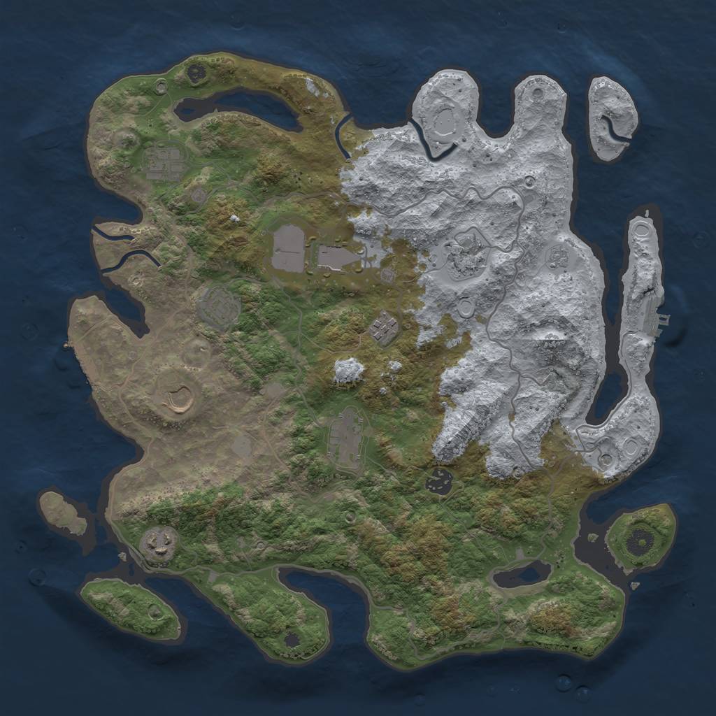 Rust Map: Procedural Map, Size: 4000, Seed: 76490311, 18 Monuments