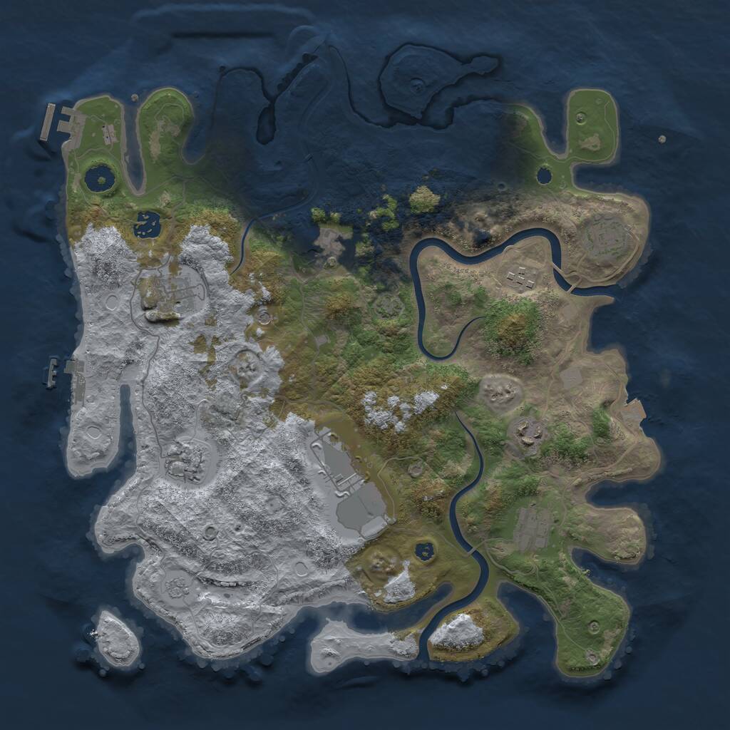 Rust Map: Procedural Map, Size: 3900, Seed: 10653526, 15 Monuments