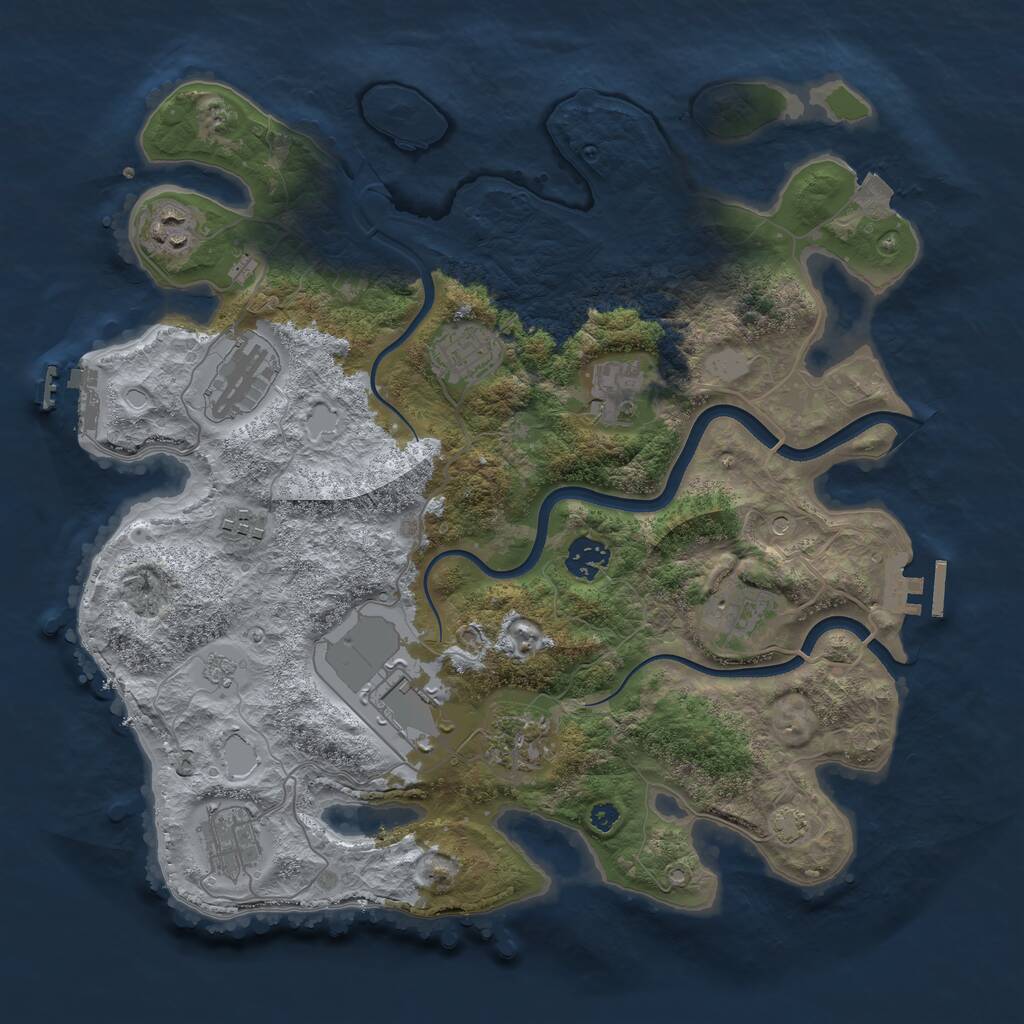 Rust Map: Procedural Map, Size: 3650, Seed: 53161189, 16 Monuments