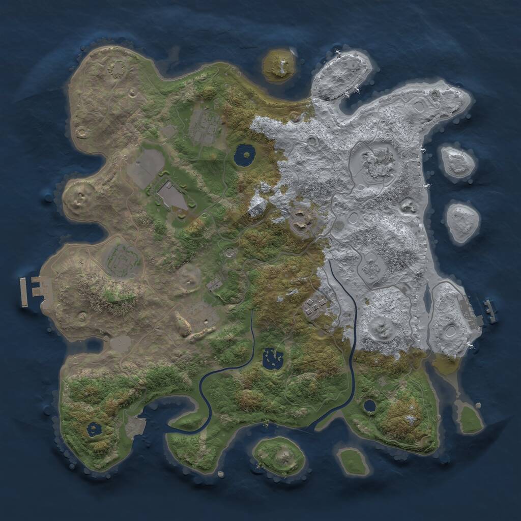 Rust Map: Procedural Map, Size: 3550, Seed: 13334202, 14 Monuments