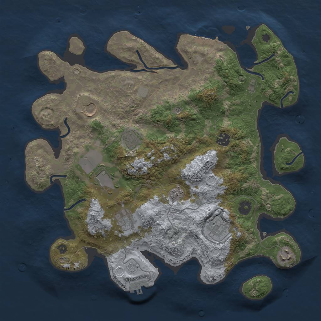 Rust Map: Procedural Map, Size: 3550, Seed: 60599550, 17 Monuments