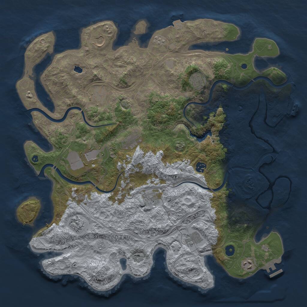 Rust Map: Procedural Map, Size: 4400, Seed: 8433453, 17 Monuments