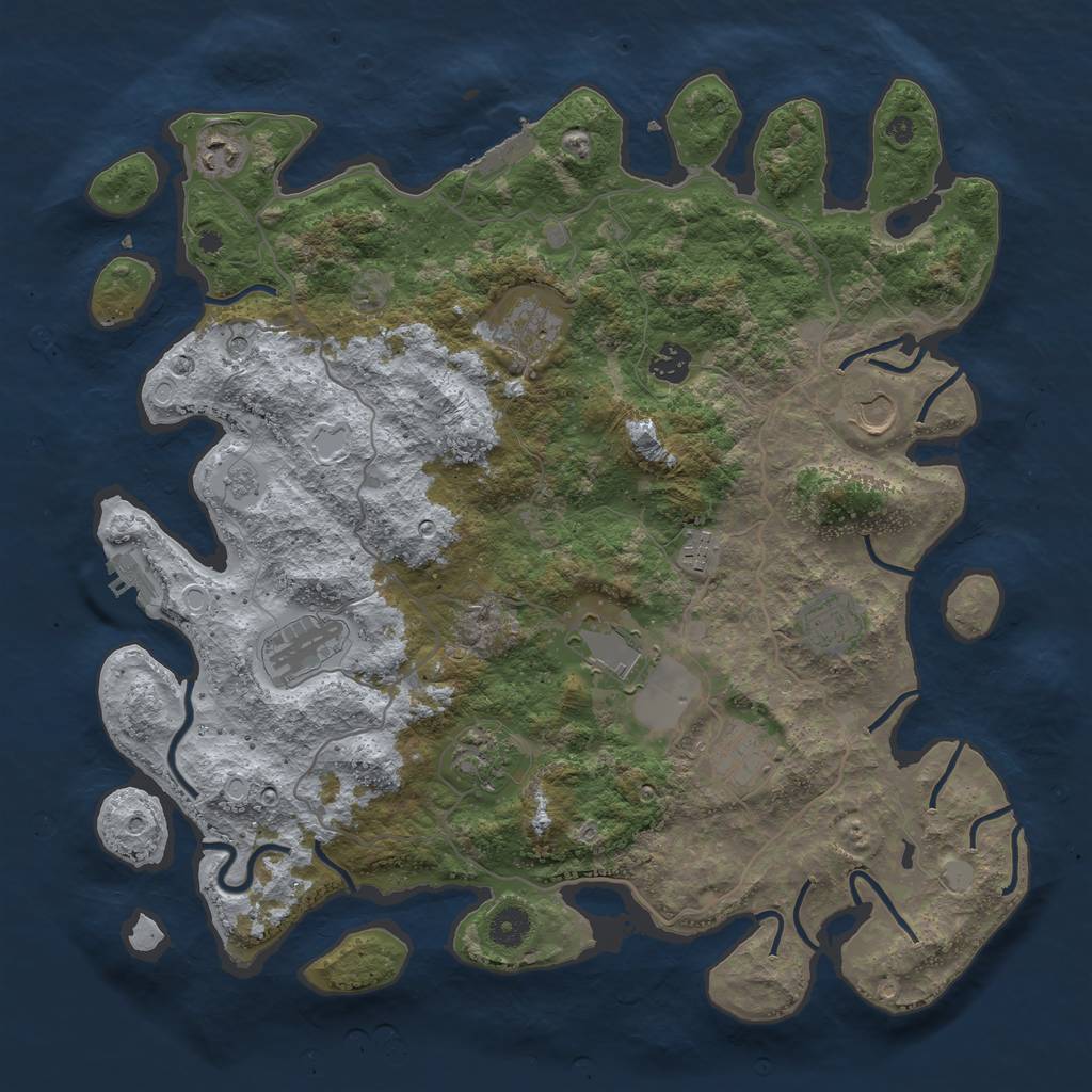 Rust Map: Procedural Map, Size: 4100, Seed: 9037723, 19 Monuments