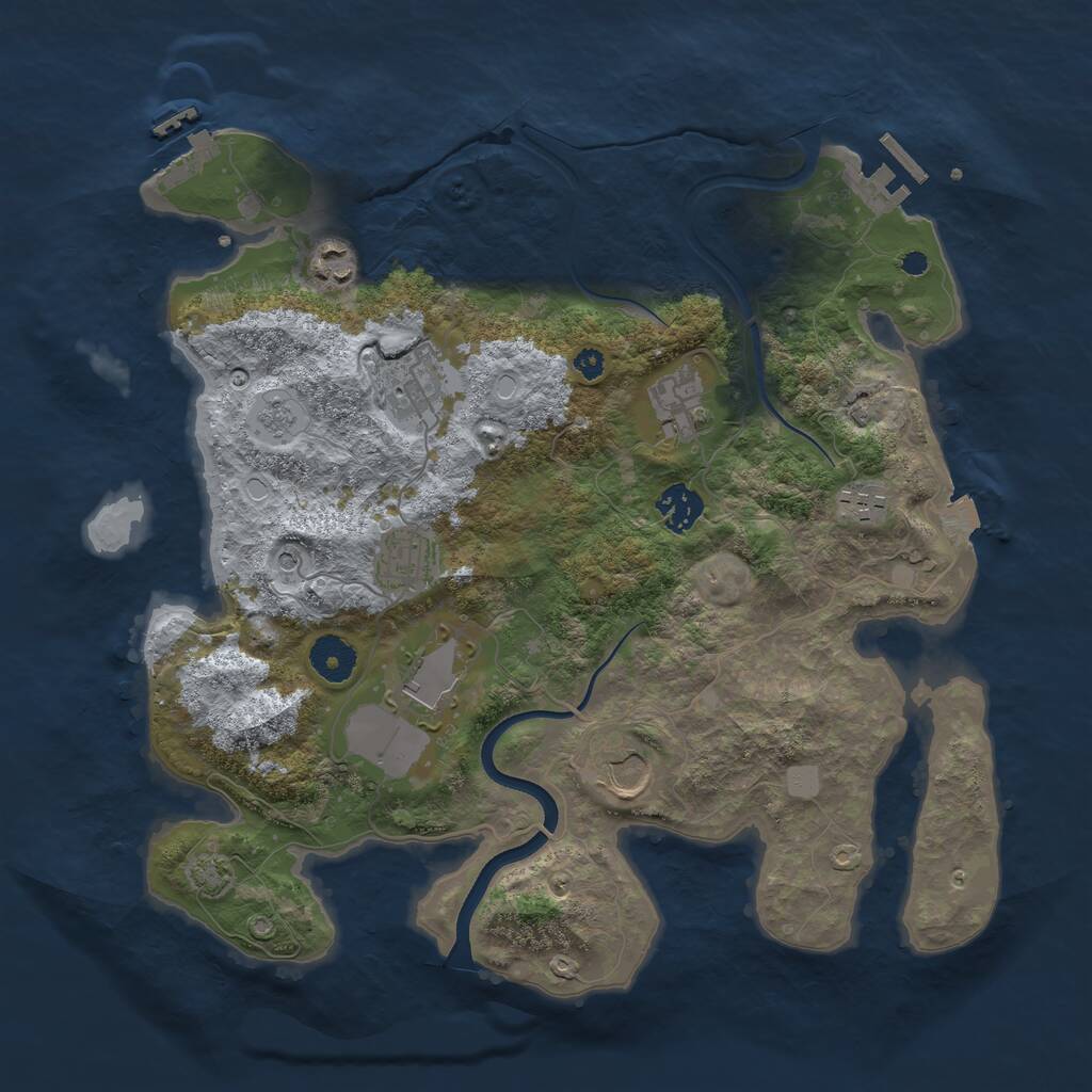 Rust Map: Procedural Map, Size: 3600, Seed: 34300837, 14 Monuments