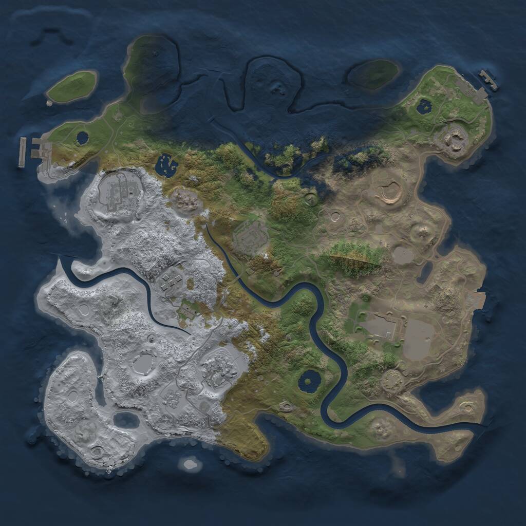 Rust Map: Procedural Map, Size: 3500, Seed: 133173527, 14 Monuments