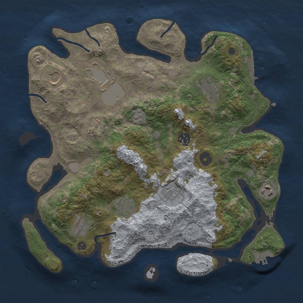 Rust Map: Procedural Map, Size: 3500, Seed: 1480514201, 19 Monuments