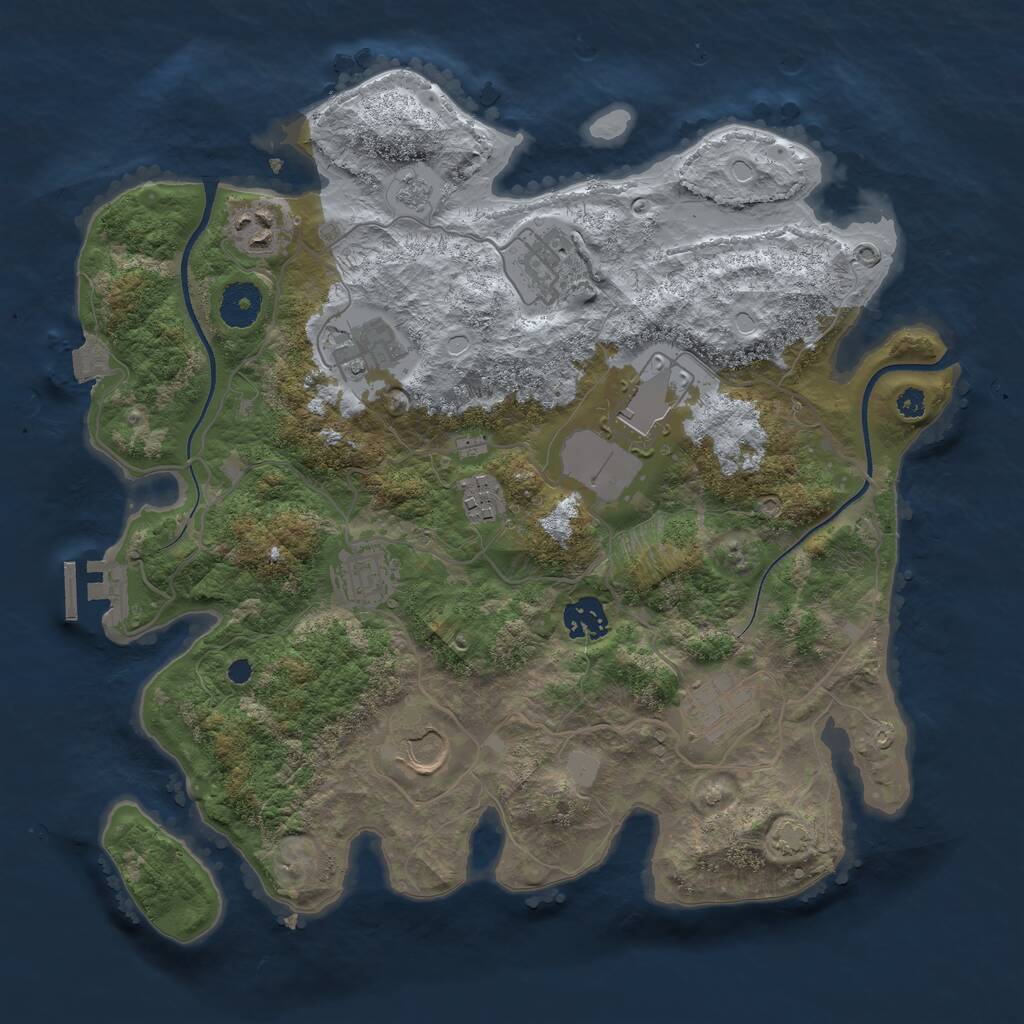 Rust Map: Procedural Map, Size: 3500, Seed: 413042988, 13 Monuments