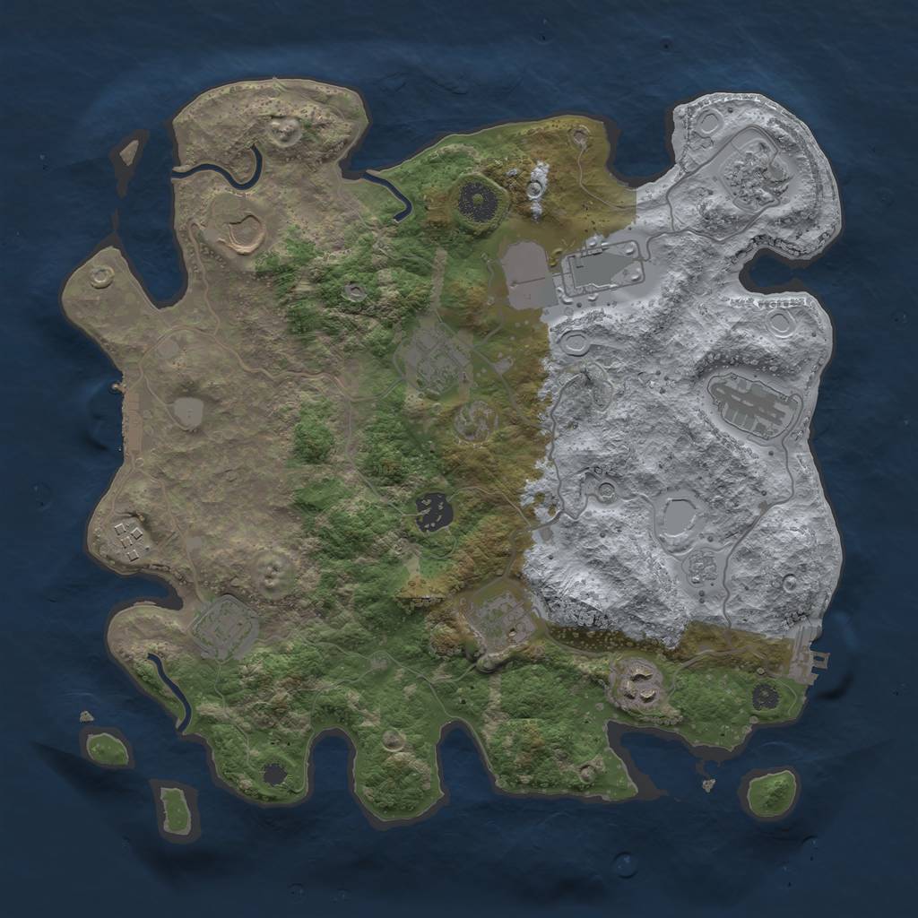 Rust Map: Procedural Map, Size: 3500, Seed: 1390133118, 19 Monuments