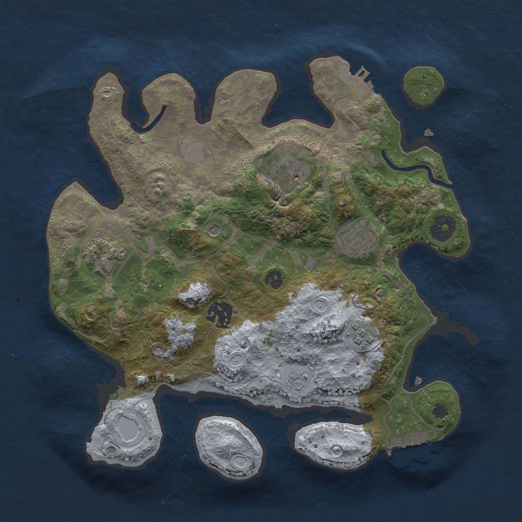 Rust Map: Procedural Map, Size: 3000, Seed: 592245039, 14 Monuments