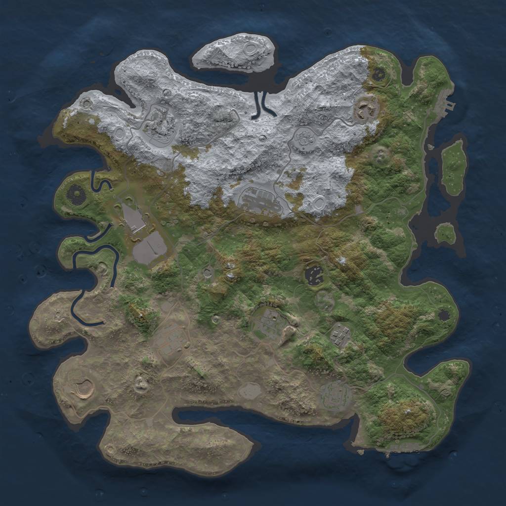 Rust Map: Procedural Map, Size: 3850, Seed: 1809492584, 19 Monuments