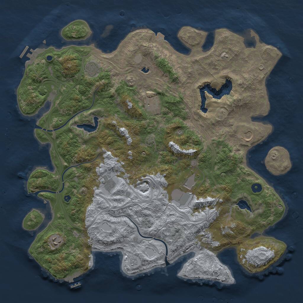 Rust Map: Procedural Map, Size: 4500, Seed: 1954992748, 14 Monuments