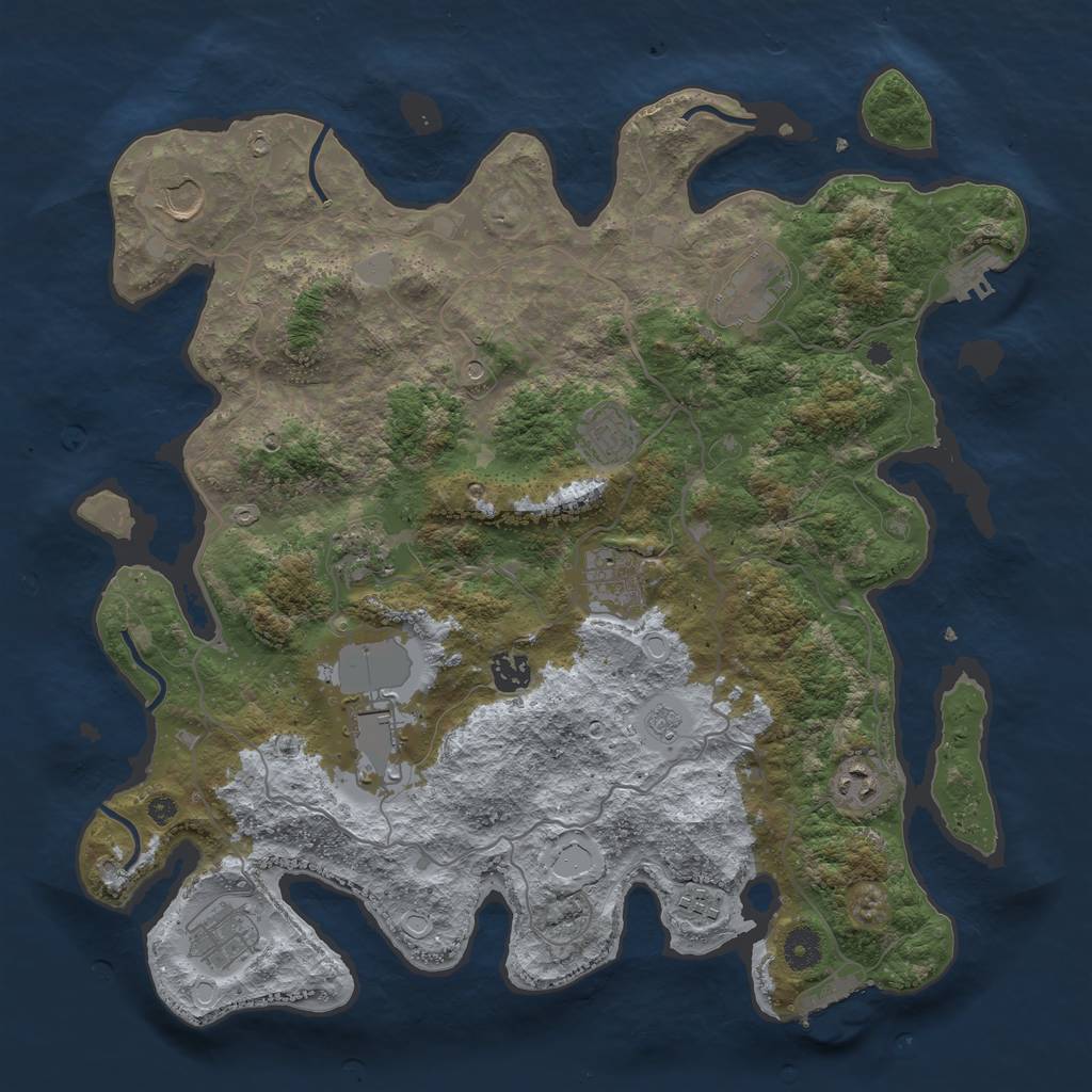 Rust Map: Procedural Map, Size: 4000, Seed: 786731337, 19 Monuments