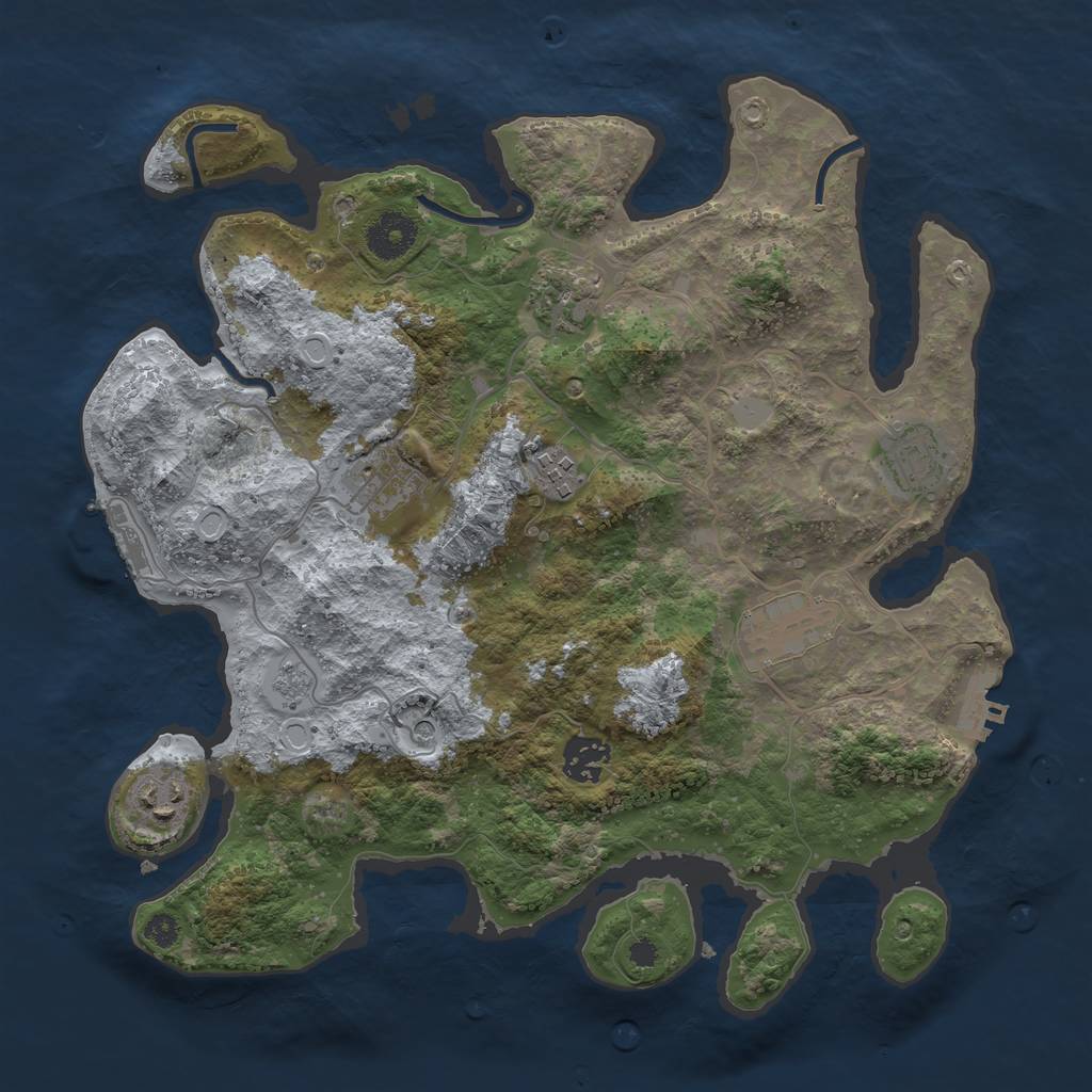 Rust Map: Procedural Map, Size: 3400, Seed: 47853675, 16 Monuments
