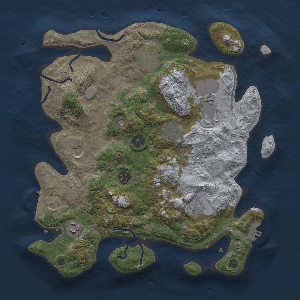 Rust Map: Procedural Map, Size: 3500, Seed: 7884, 17 Monuments
