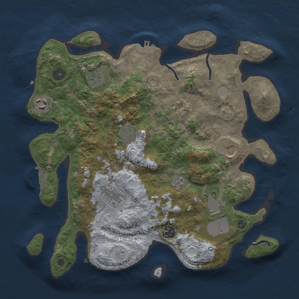 Rust Map: Procedural Map, Size: 3500, Seed: 719271118, 18 Monuments