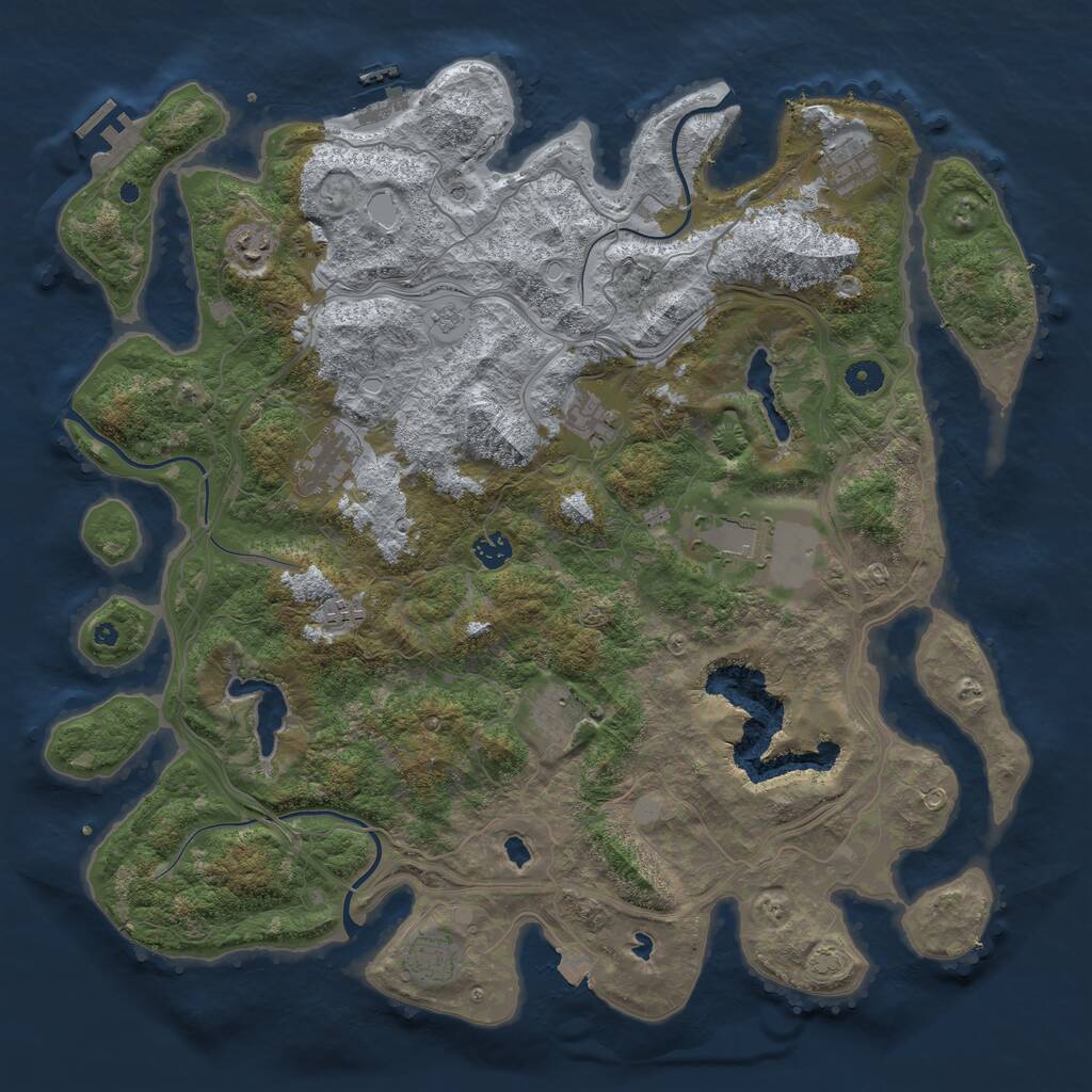 Rust Map: Procedural Map, Size: 4500, Seed: 263791621, 15 Monuments
