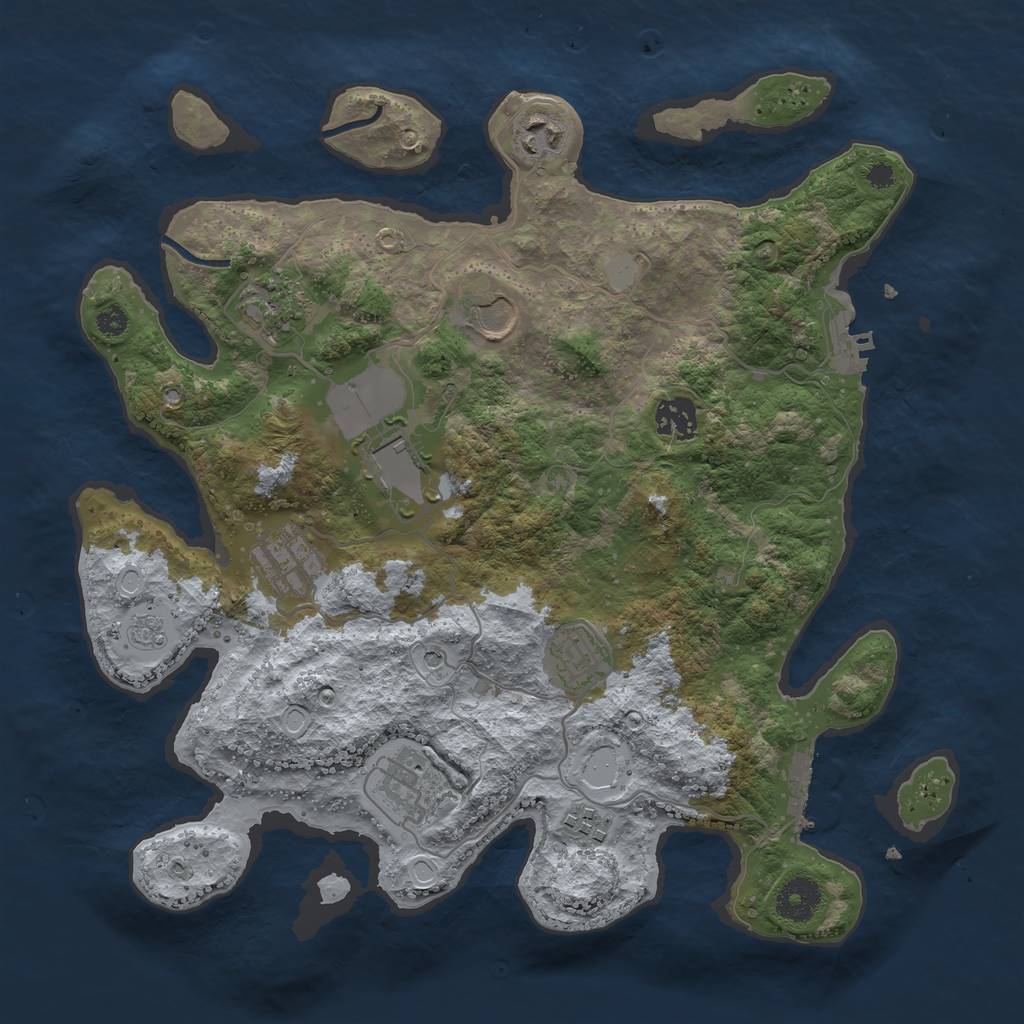 Rust Map: Procedural Map, Size: 3500, Seed: 1182293677, 18 Monuments