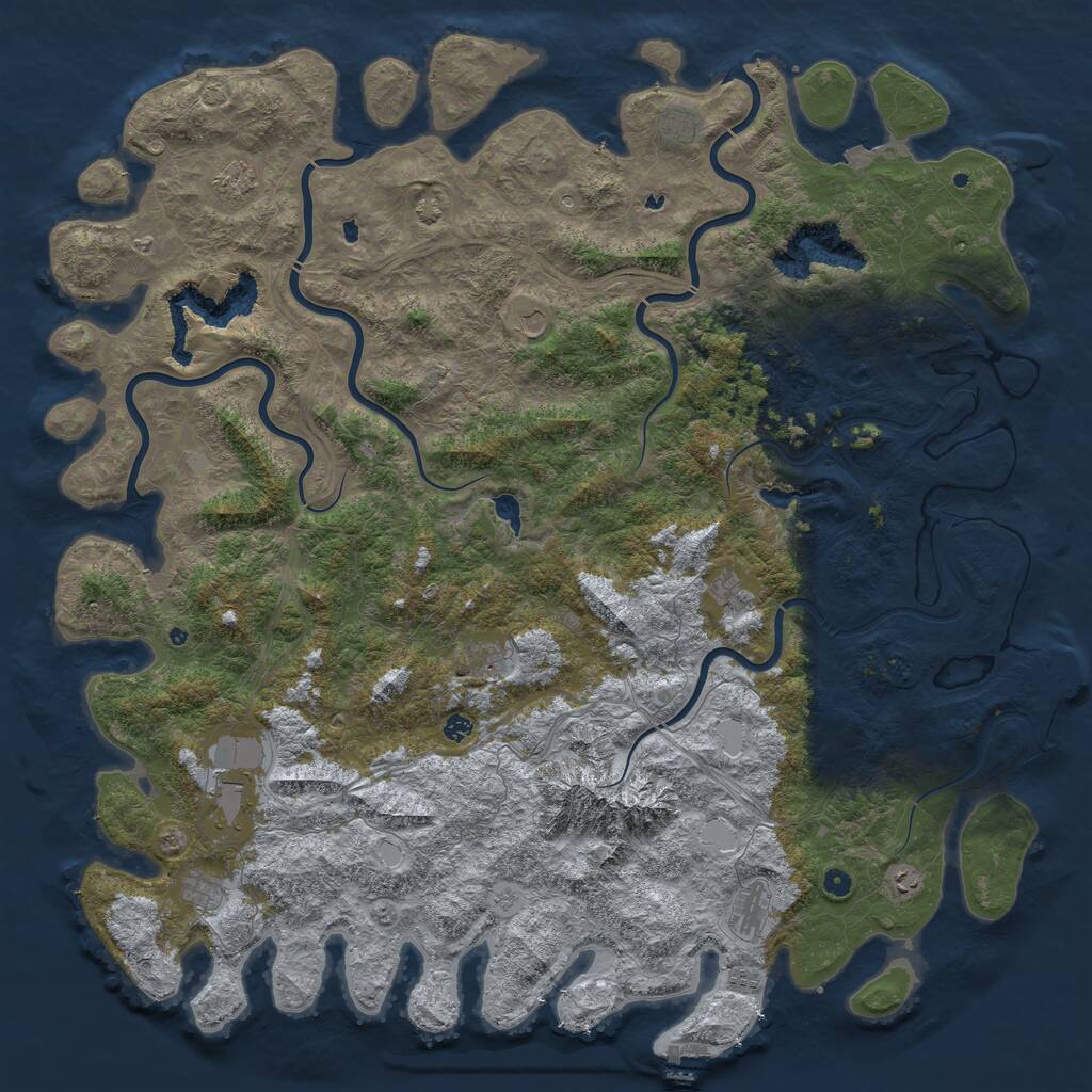 Rust Map: Procedural Map, Size: 6000, Seed: 2010442957, 17 Monuments