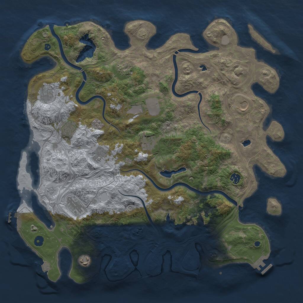 Rust Map: Procedural Map, Size: 4500, Seed: 1004081975, 17 Monuments