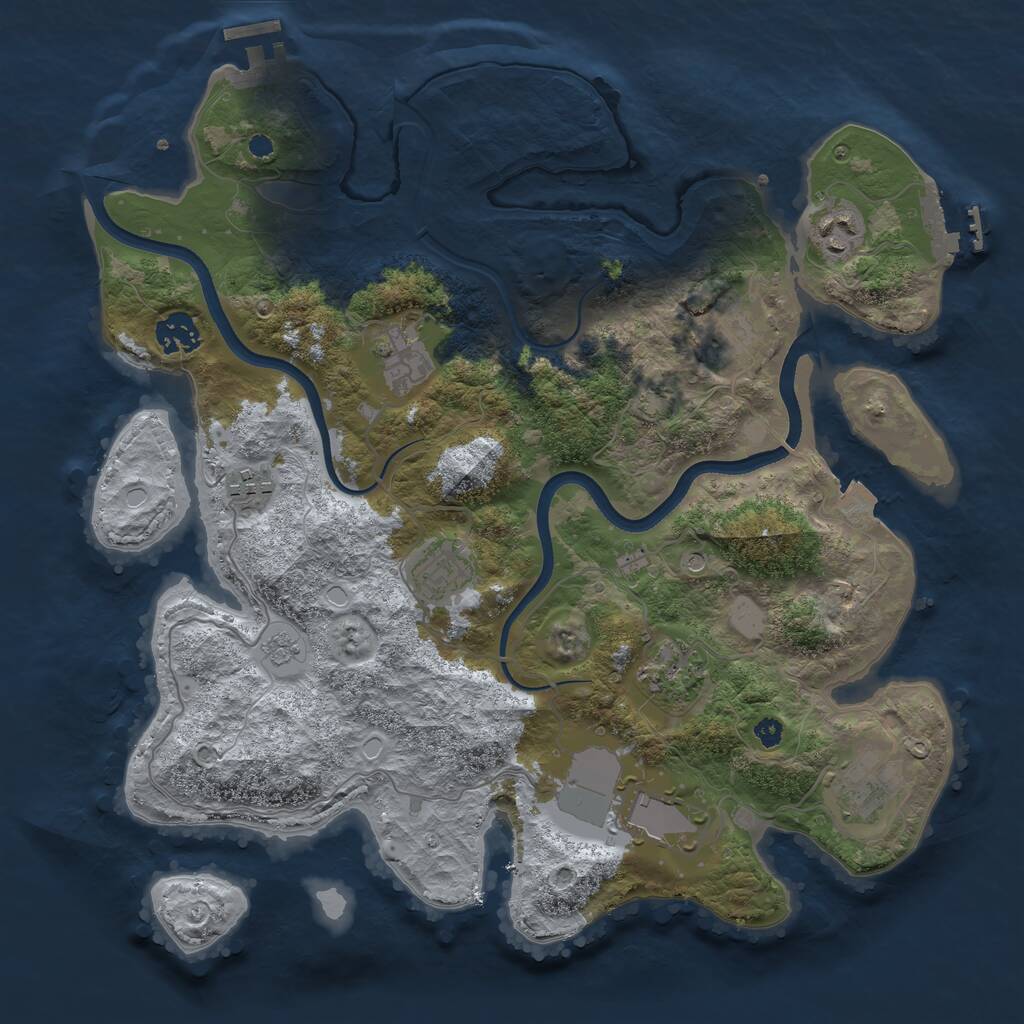 Rust Map: Procedural Map, Size: 3600, Seed: 12413815, 15 Monuments